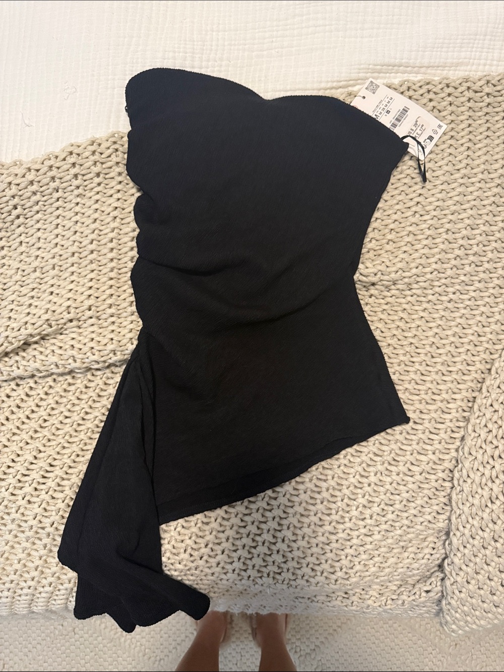 Zara Black Strapless Knit Top